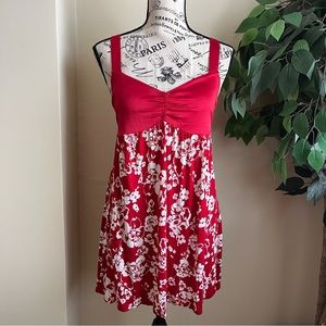 Express Floral Sweetheart Neck Strappy Micro Mini Dress Red Sz S